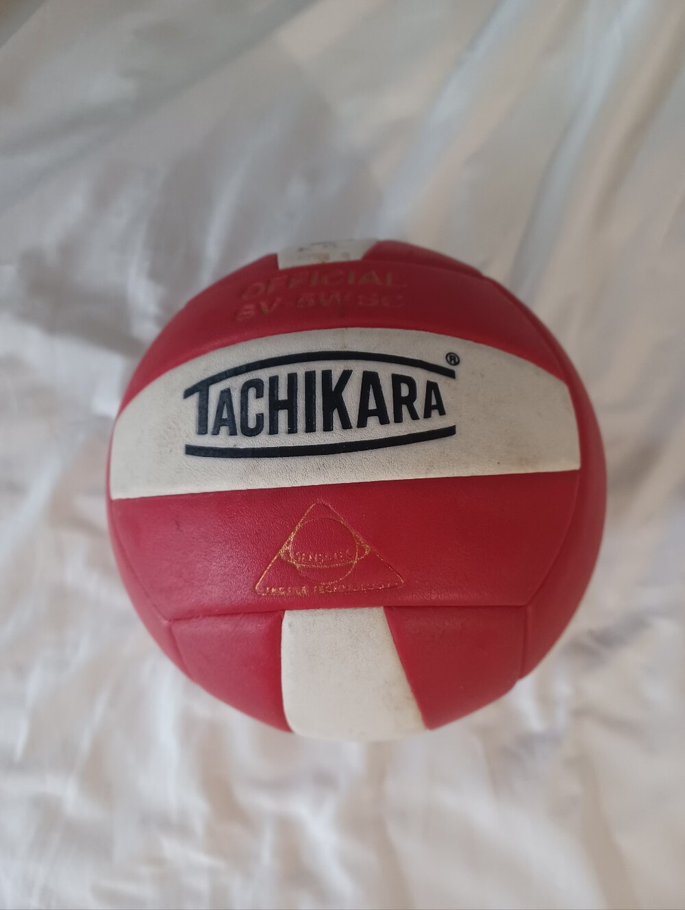 Tachikara SV-5WSC VOLLEYBALL.  Ball has writing on and some dirt from use